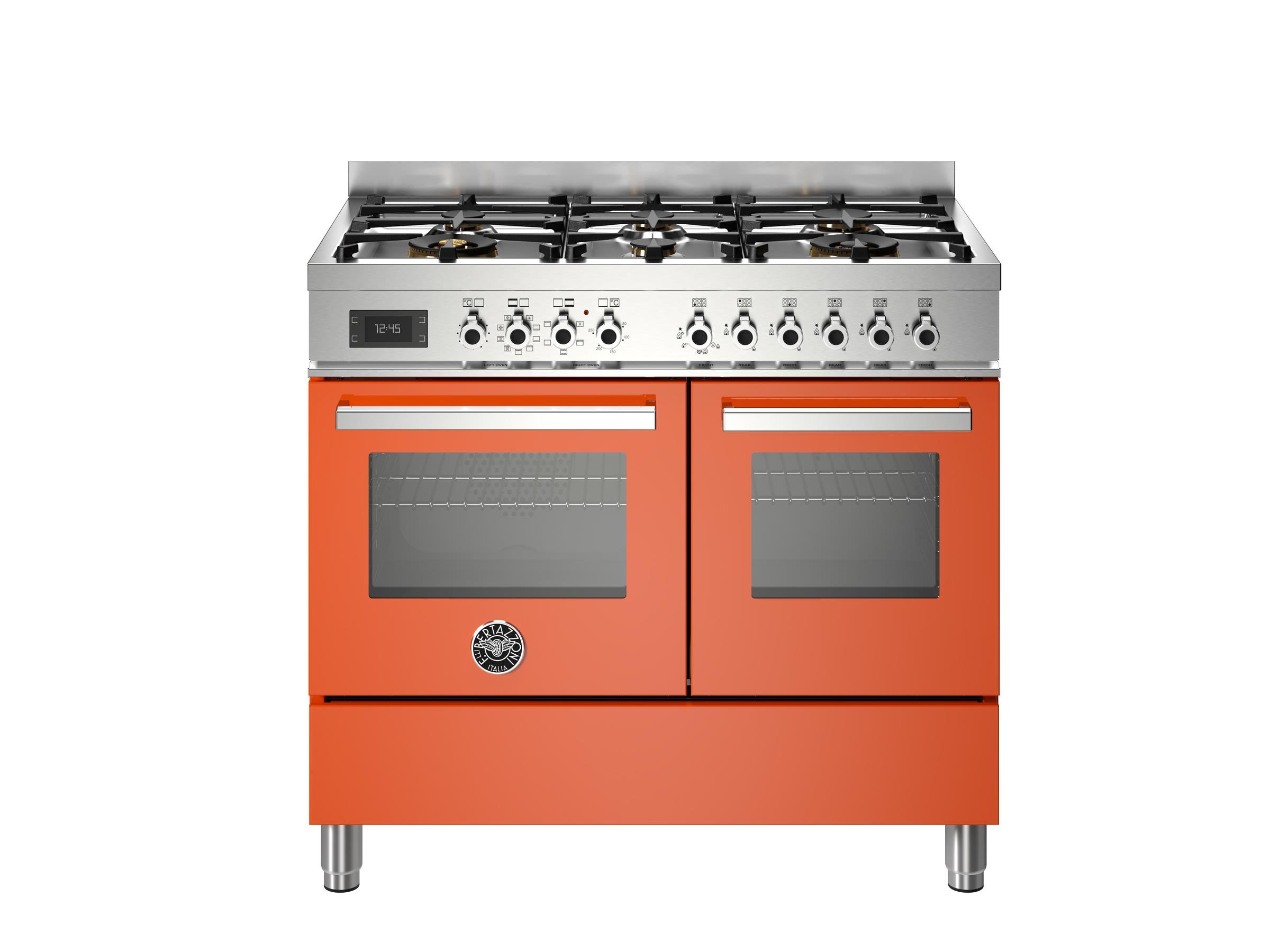 Bertazzoni PRO106L2EART Gazlı Kuzine 6 Gözlü, Çift Fırın 100 cm TuruncuBertazzoni