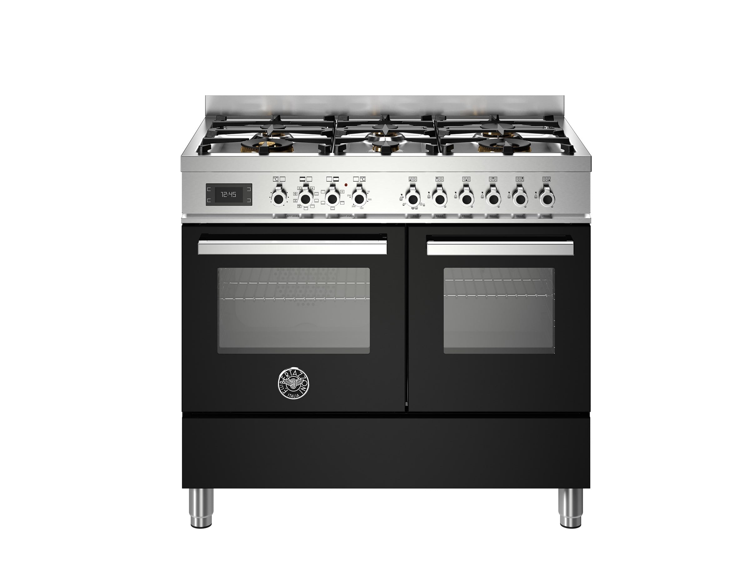 Bertazzoni PRO106L2ENET Gazlı Kuzine 6 Gözlü, Çift Fırın 100 cm SiyahBertazzoni