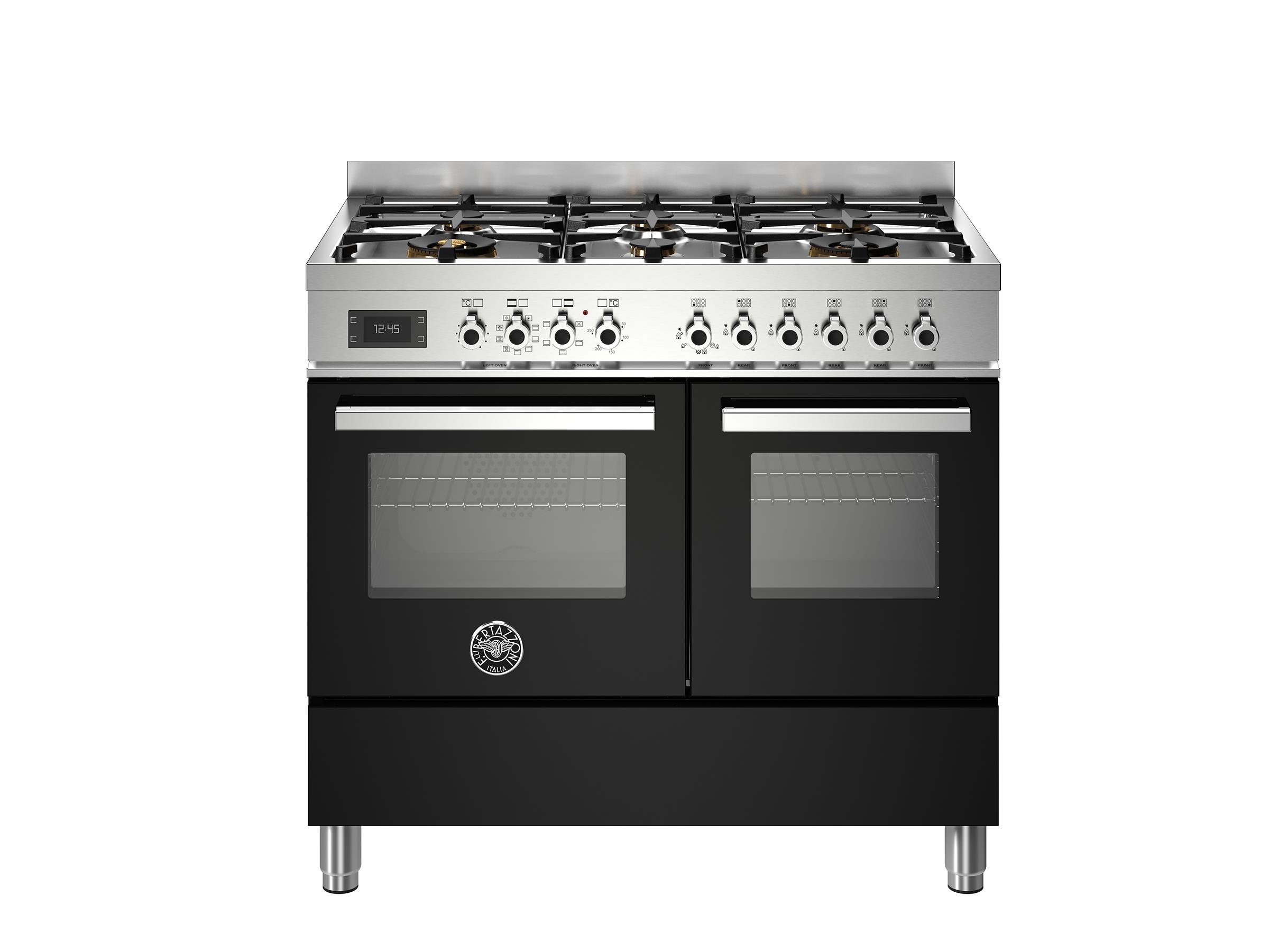 Bertazzoni PRO106L2ENET Gazlı Kuzine 6 Gözlü, Çift Fırın 100 cm SiyahBertazzoni