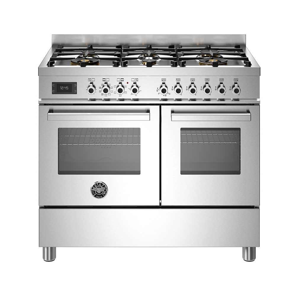 Bertazzoni PRO106L2EXT Gazlı Kuzine 6 Gözlü, Çift Fırın 100 cm ÇelikBertazzoni