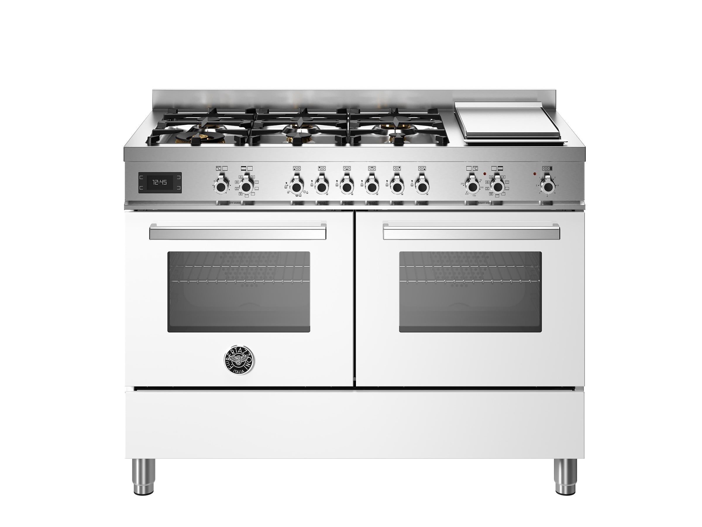 Bertazzoni PRO126G2EBIT Gazlı Kuzine 6 Gözlü + Izgara, Çift Fırın 120 cm BeyazBertazzoni