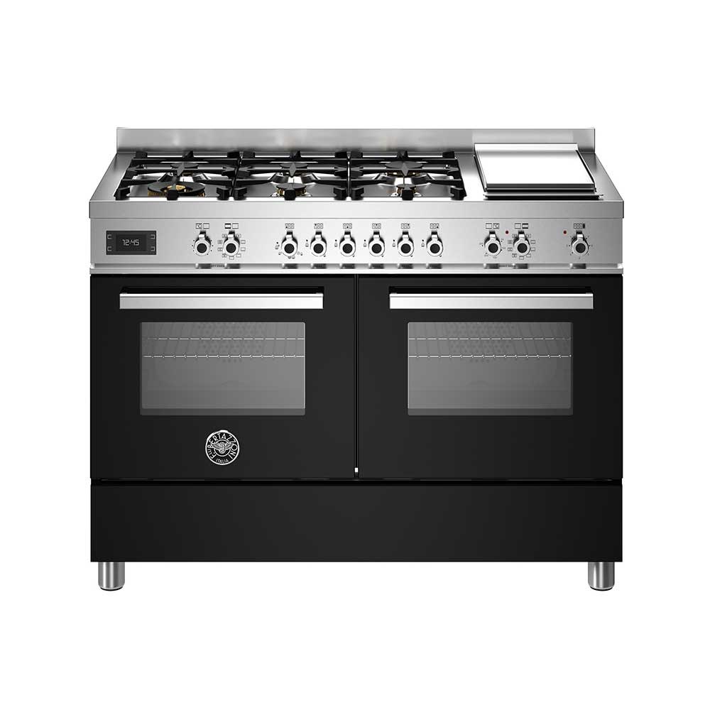 Bertazzoni PRO126G2ENET Gazlı Kuzine 6 Gözlü + Izgara, Çift Fırın 120 cm SiyahBertazzoni