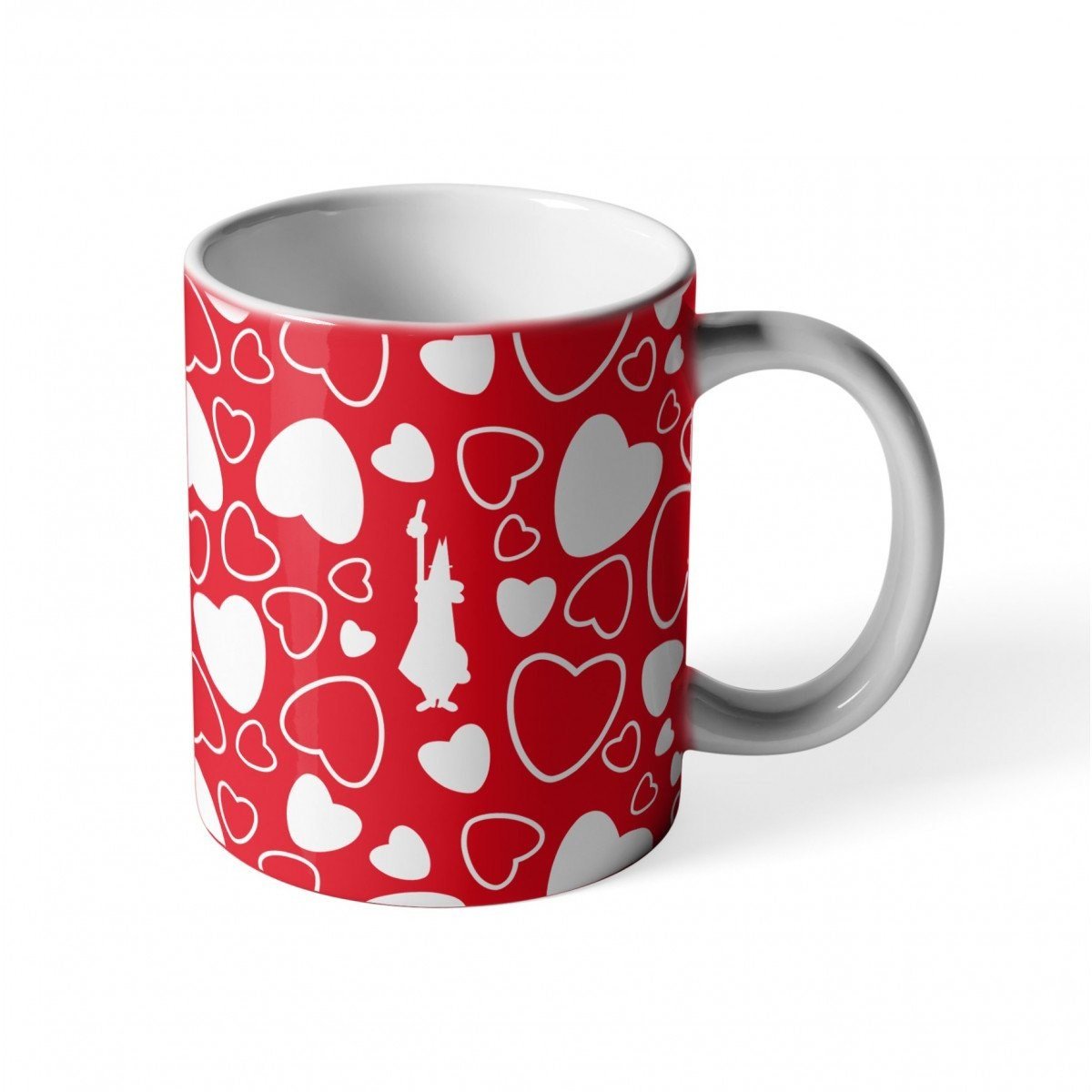 Bialetti Bianca Porselen Kupa 340 ml Kırmızı KalpliBialetti