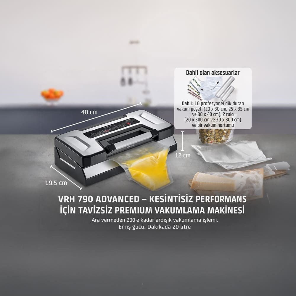 Caso VRH 790 Advanced Pro Vakum Makinesi + 10 Vakum Poşeti ve 2 Vakum RulosuCaso