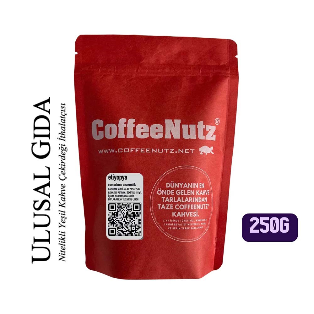 CoffeeNutz Etiyopya Rumudamo Yıkanmış Anaerobik Çekirdek Kahve 250 GrCoffeeNutz