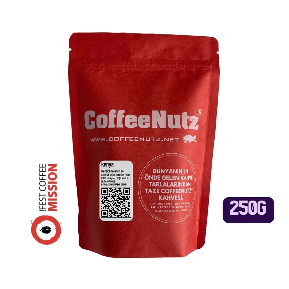 CoffeeNutz Kenya Wanrich Yıkanmış Çekirdek Kahve 250 GrCoffeeNutz