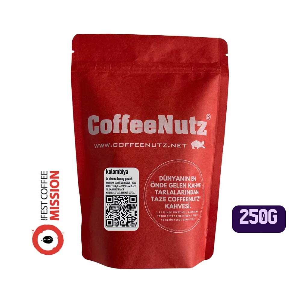 CoffeeNutz Kolombiya La Sirena Honey Peach Çekirdek Kahve 250 GrCoffeeNutz