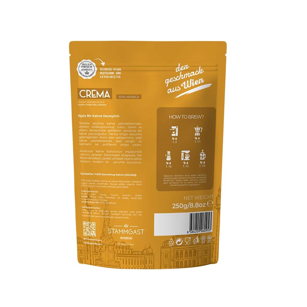 das Stammgast Crema Çekirdek Kahve 250 Grdas Stammgast