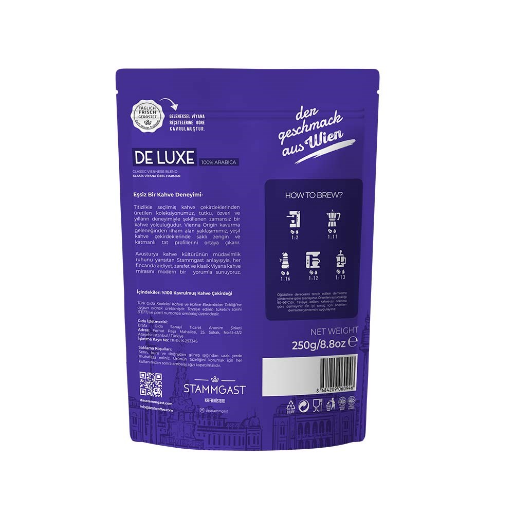 das Stammgast De Luxe Çekirdek Kahve 250 Grdas Stammgast