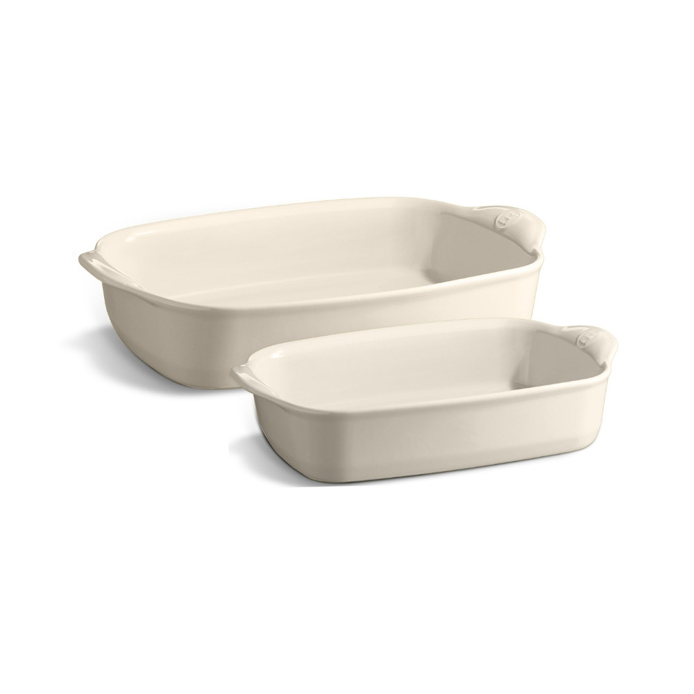 Emile Henry Fırın Kabı Dikdörtgen 2'li 29,5 x 19 cm – 36,5 x 23,5 cm Ekru/ClayEmile Henry