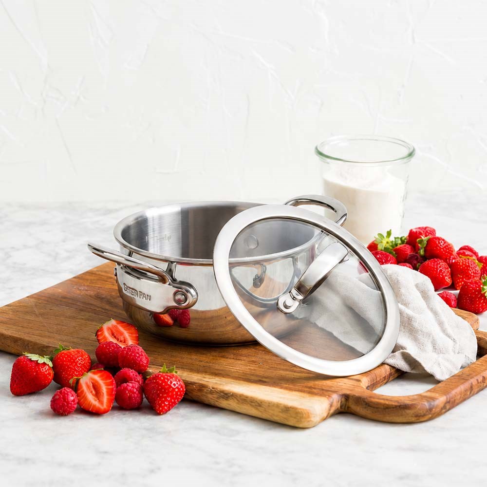 GreenPan Premiere Pro Cam Kapaklı Derin Tencere 18 cm ÇelikGreenPan