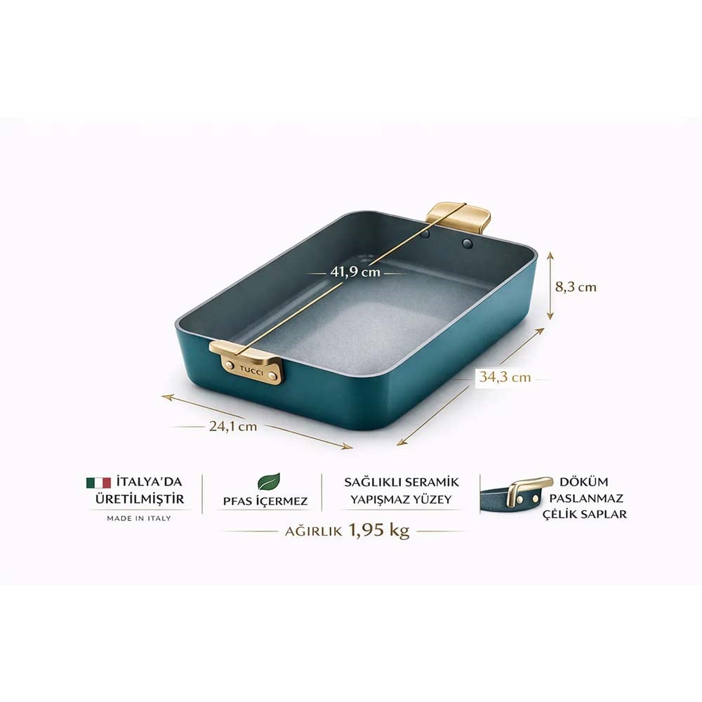 GreenPan Stanley Tucci™ Thermolon Yüzey Fırın Kabı 24 x 34 cm TurkuazGreenPan