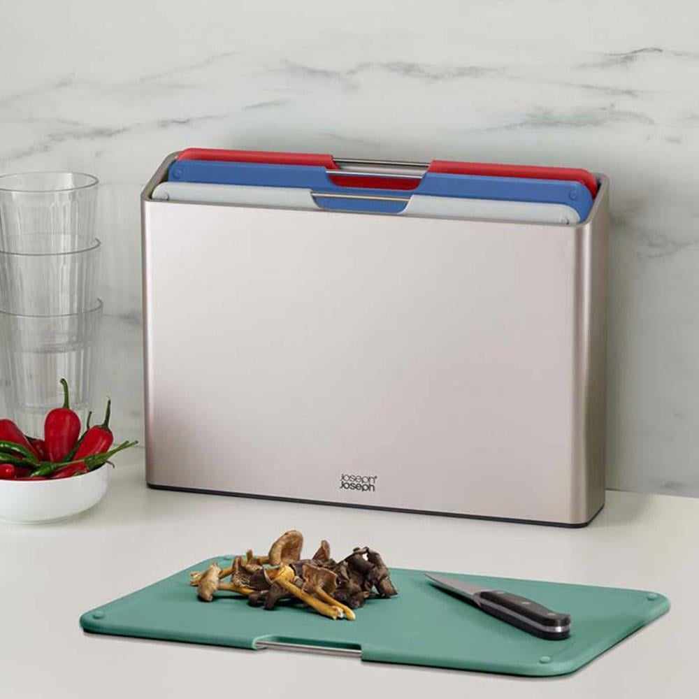 Joseph Joseph Folio™ Büyük Boy 4 Parça Standlı Kesme Tahtası GümüşJoseph Joseph