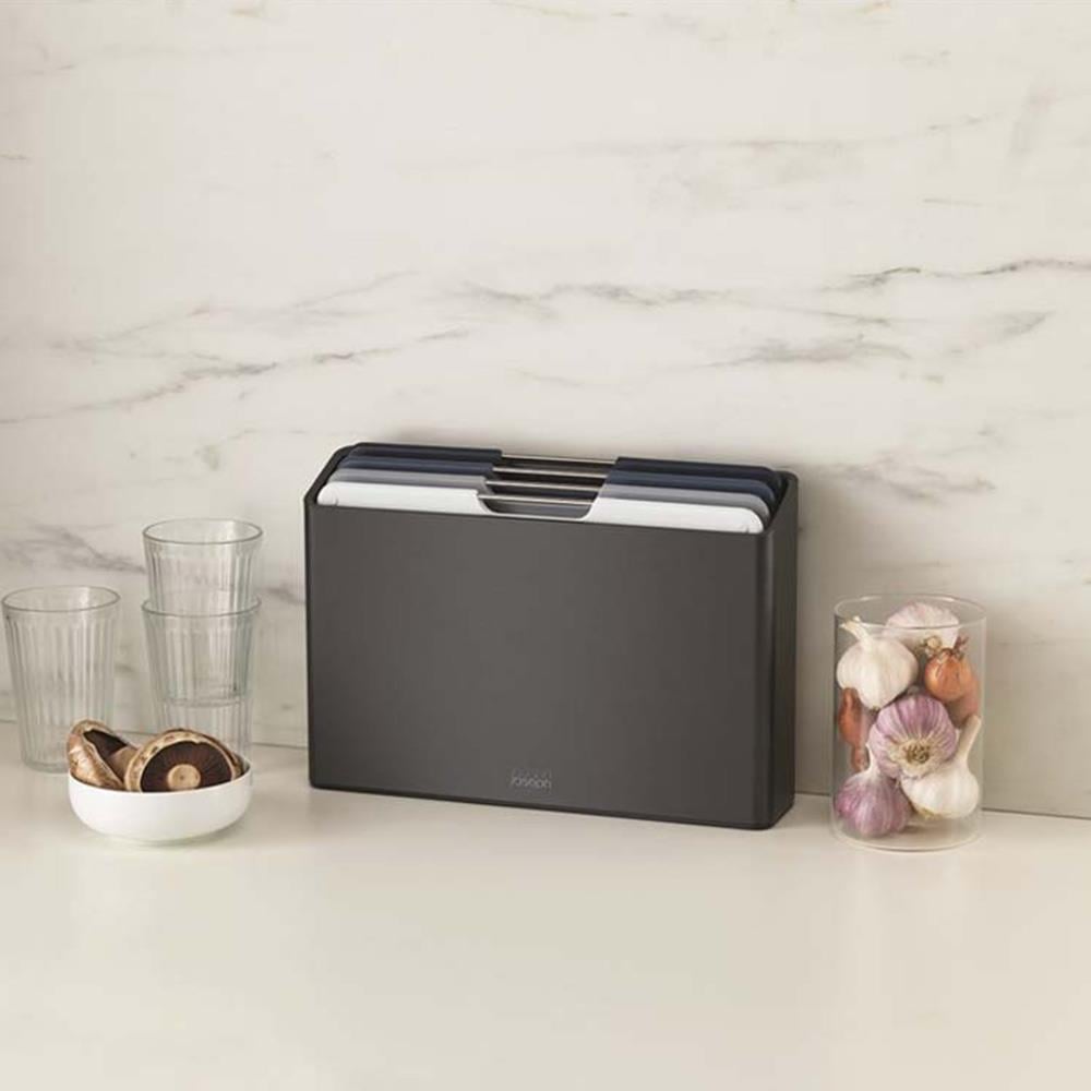 Joseph Joseph Folio™ Orta Boy 4 Parça Standlı Kesme Tahtası GriJoseph Joseph