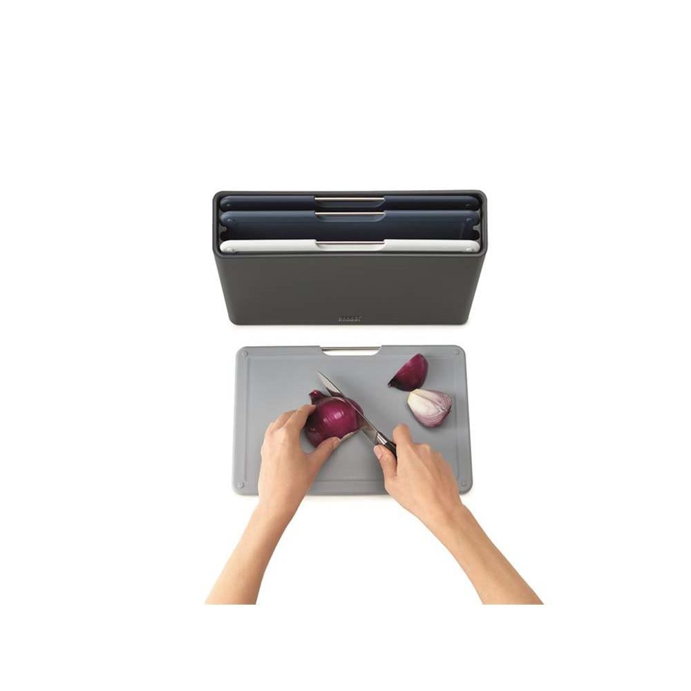 Joseph Joseph Folio™ Orta Boy 4 Parça Standlı Kesme Tahtası GriJoseph Joseph