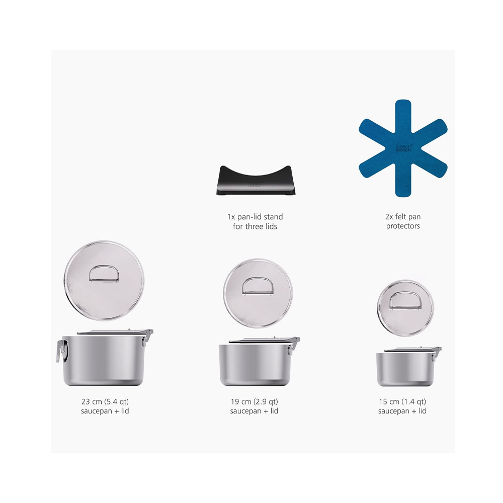 Joseph Joseph Space 3 Katmanlı Paslanmaz Çelik 9 Parça Tencere SetiJoseph Joseph