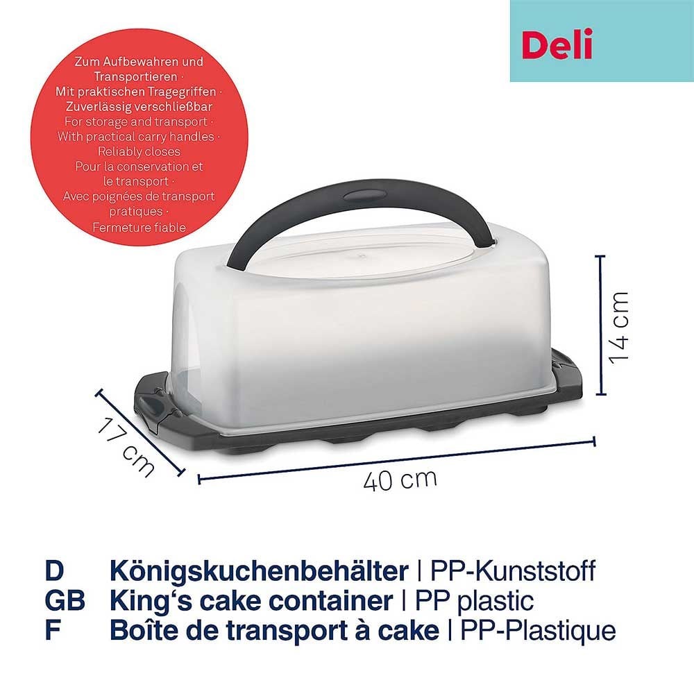 Kela Deli Kapaklı Kek Saklama Kabı Baton 40 x 17 cmKela