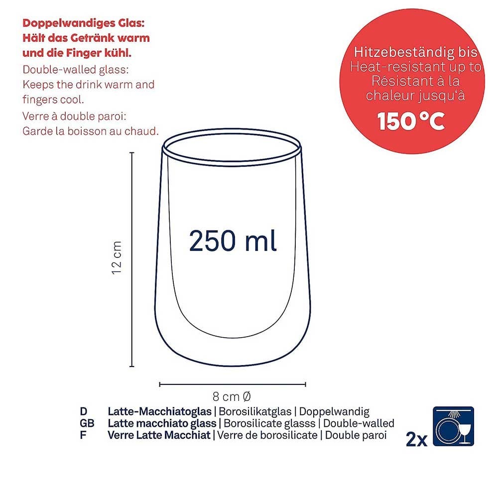 Kela Fontana Çift Cidarlı Latte-Macchiato Bardağı 2'li 250 mlKela