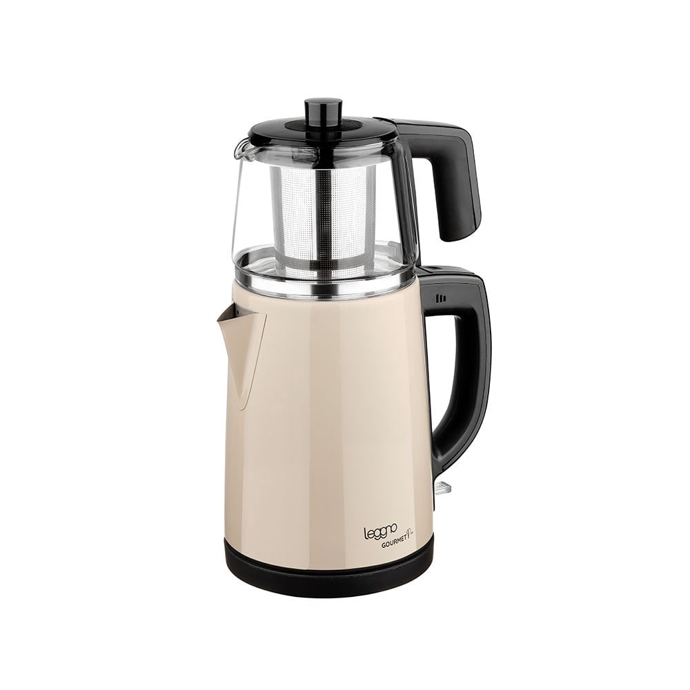 Leggno Gourmet Pro Cam Demlikli Çay Makinesi KremLeggno
