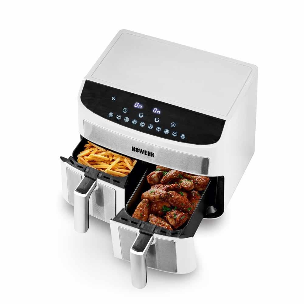 N8WERK Hot Air Fryer Çift Sepetli 7.5 L BeyazN8WERK