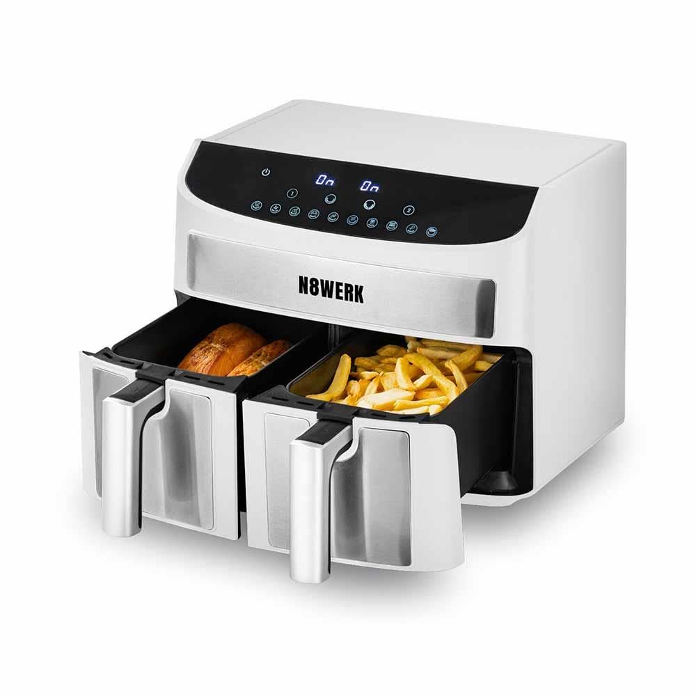 N8WERK Hot Air Fryer Çift Sepetli 7.5 L BeyazN8WERK