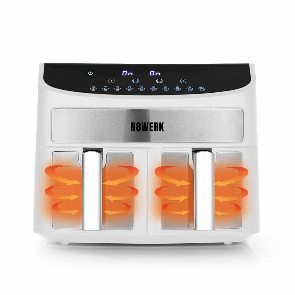 N8WERK Hot Air Fryer Çift Sepetli 7.5 L BeyazN8WERK