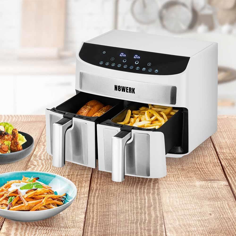 N8WERK Hot Air Fryer Çift Sepetli 7.5 L BeyazN8WERK