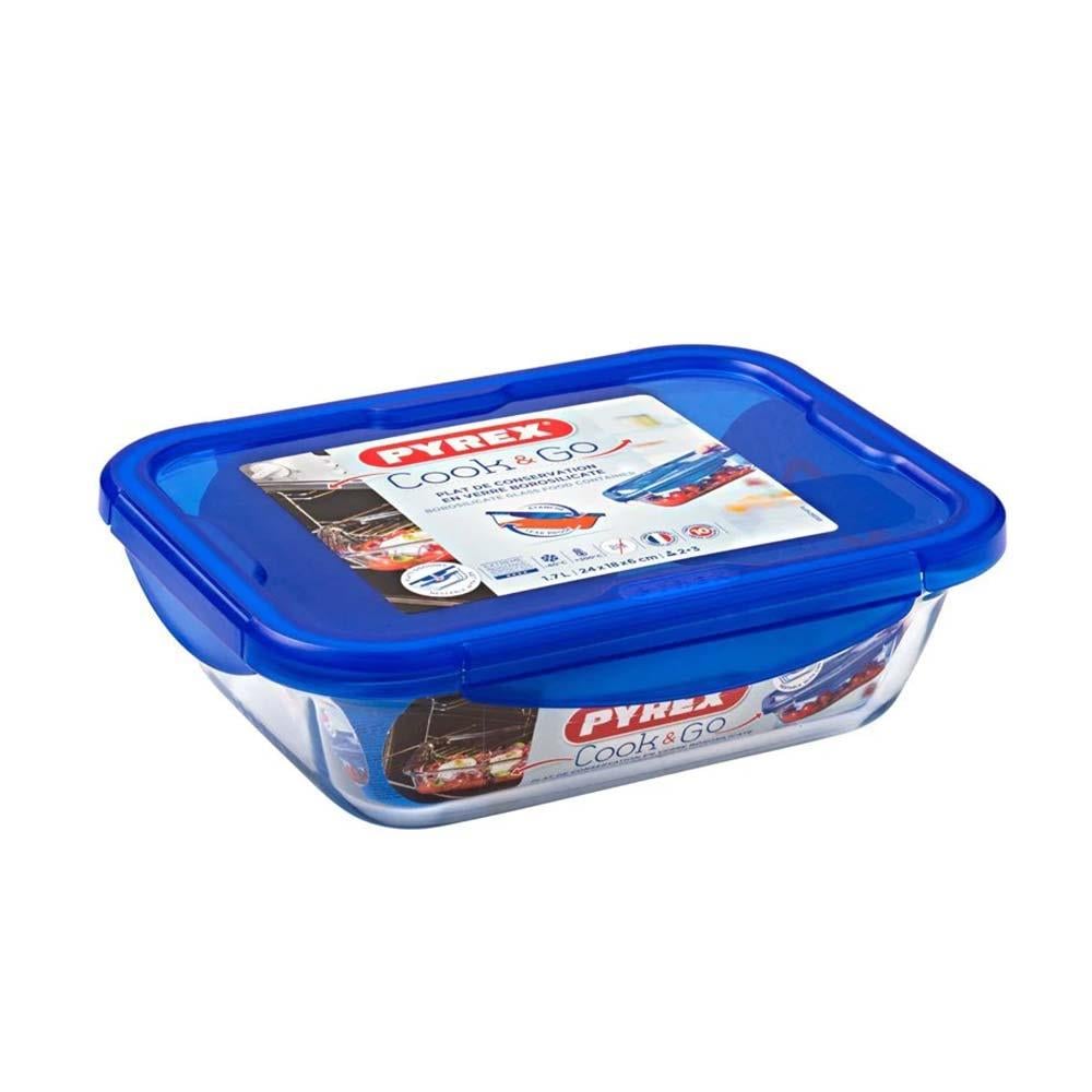 Pyrex Dikdörtgen Kapaklı Saklama Kabı Mavi 1.7 LPyrex