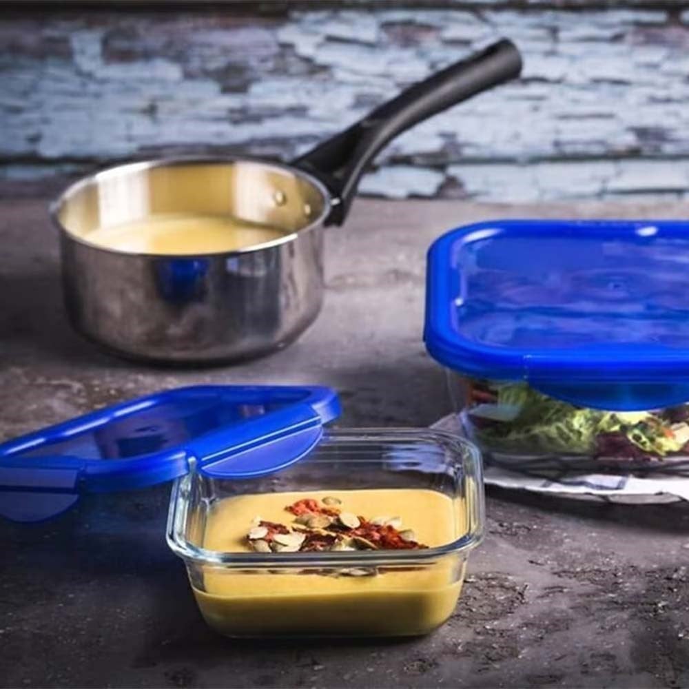 Pyrex Kare Kapaklı Saklama Kabı Mavi 1.9 LPyrex