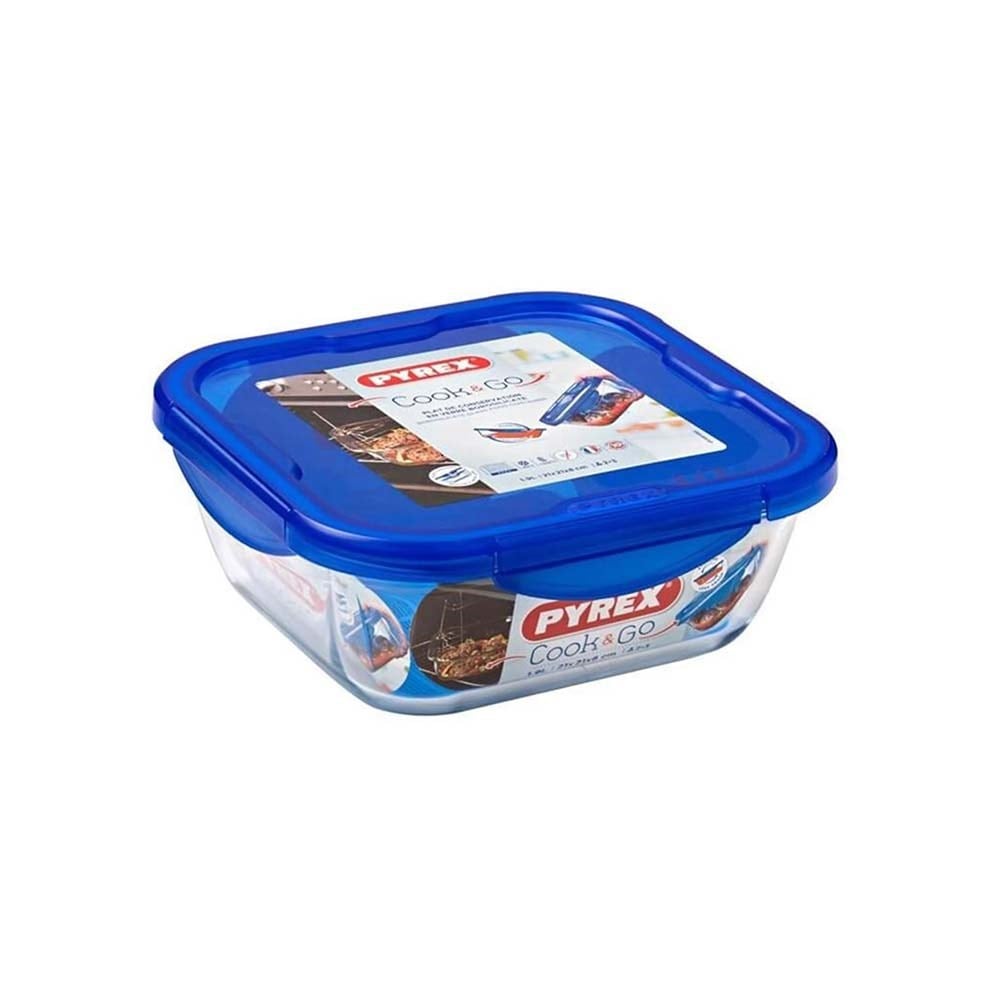 Pyrex Kare Kapaklı Saklama Kabı Mavi 1.9 LPyrex