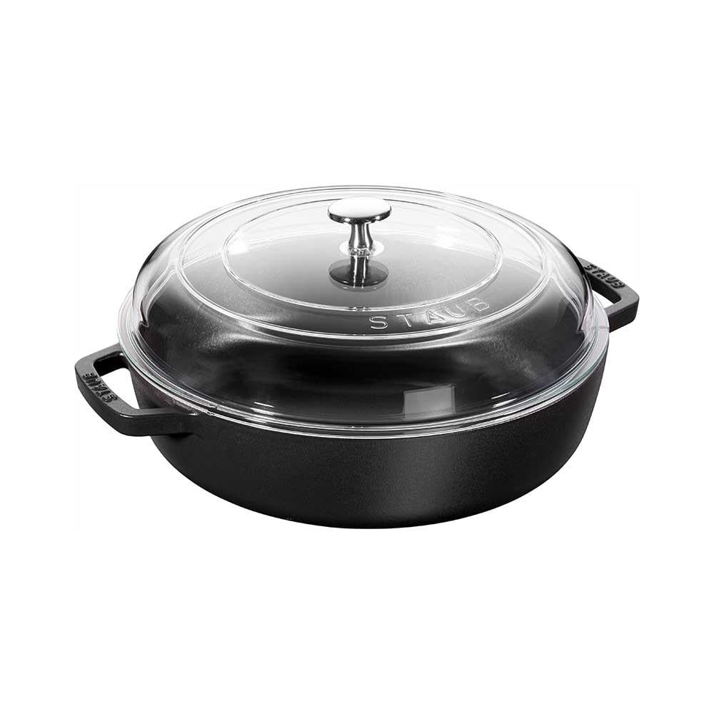Staub B Cam Kapaklı Döküm Tencere 26 cm SiyahStaub