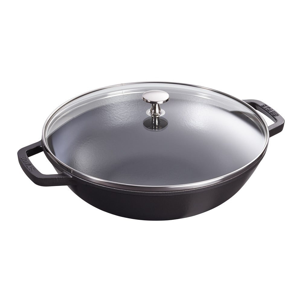 Staub B Cam Kapaklı Döküm Tencere 30 cm SiyahStaub