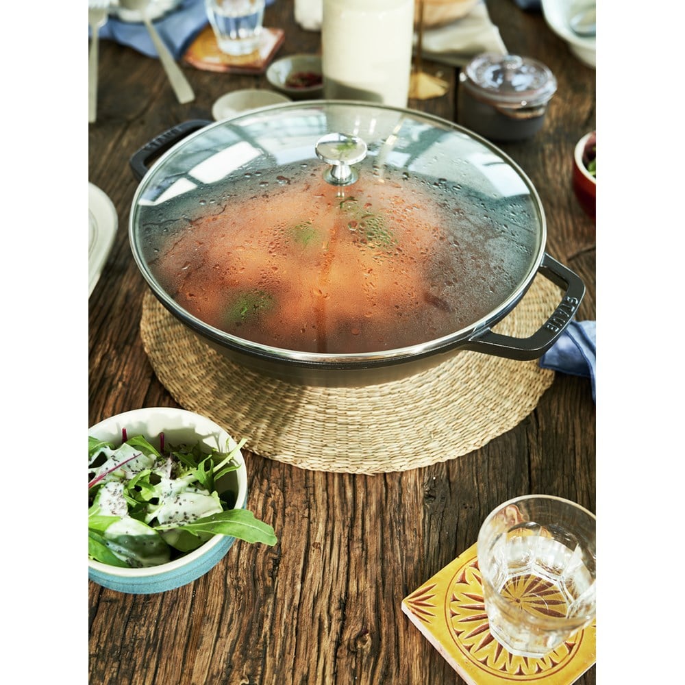 Staub B Cam Kapaklı Döküm Tencere 30 cm SiyahStaub