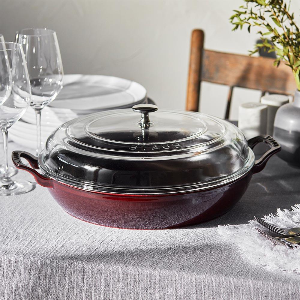 Staub B La Cocotte Cam Kapaklı Döküm Tencere 30 cm BordoStaub