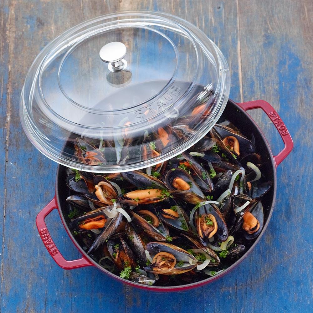 Staub B La Cocotte Cam Kapaklı Döküm Tencere 30 cm BordoStaub