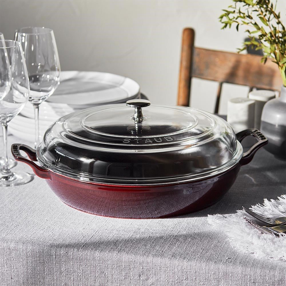 Staub B La Cocotte Cam Kapaklı Döküm Tencere 30 cm BordoStaub