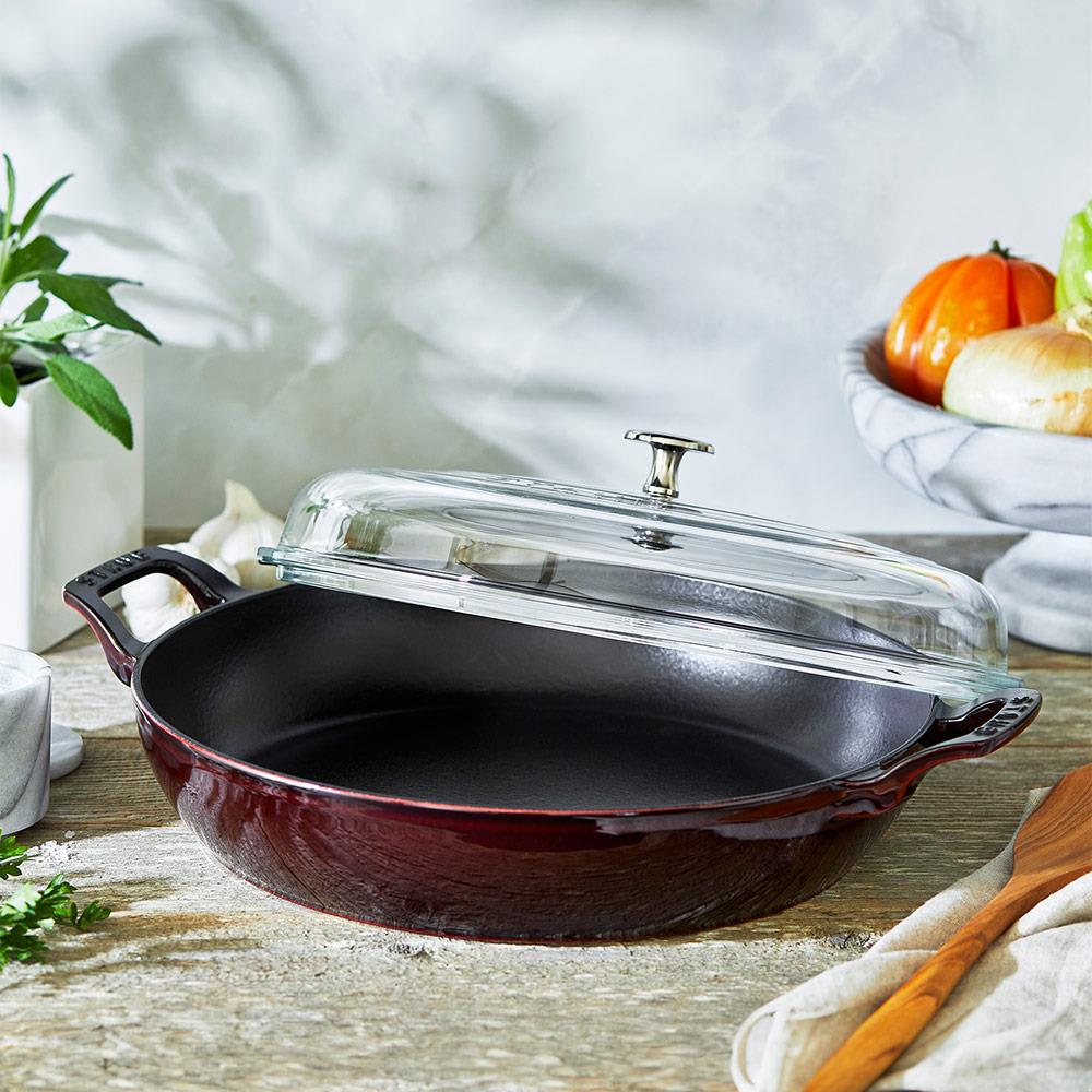 Staub B La Cocotte Cam Kapaklı Döküm Tencere 30 cm BordoStaub