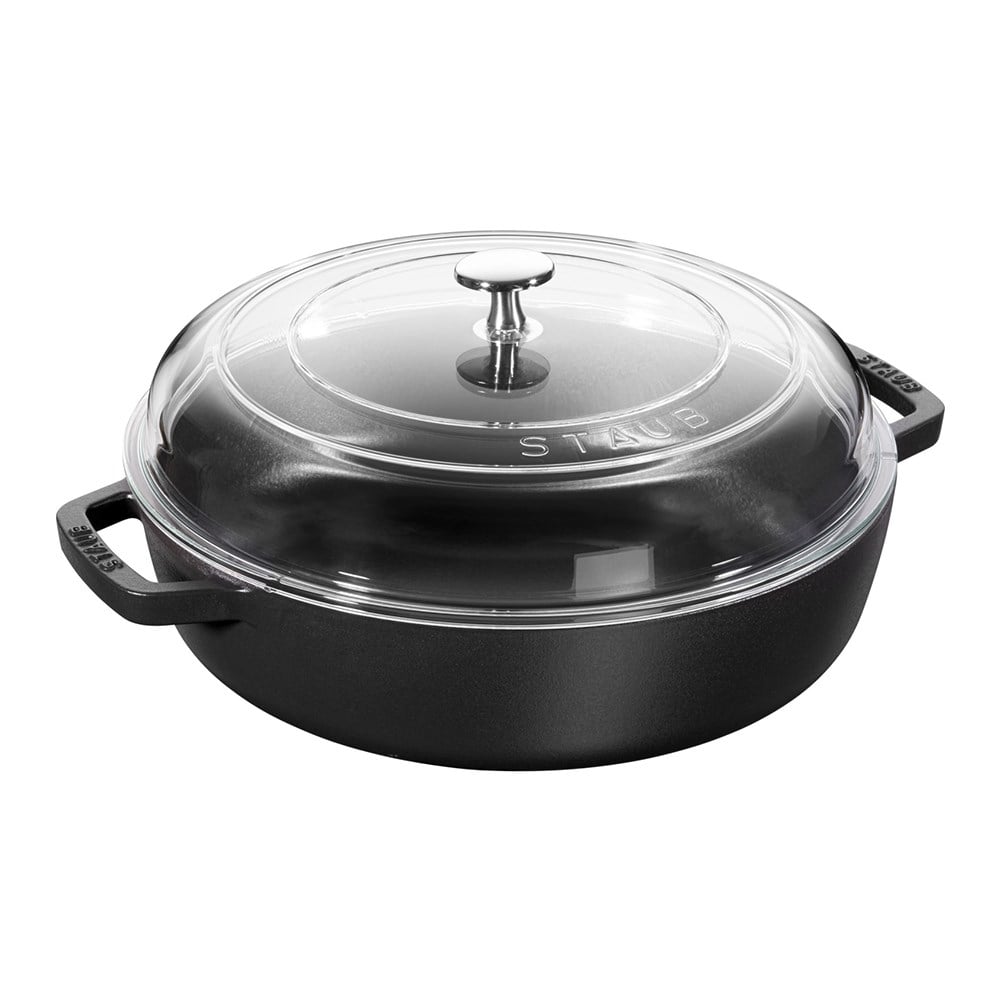 Staub Cam Kapaklı Döküm Tencere 26 x 26 cm SiyahStaub