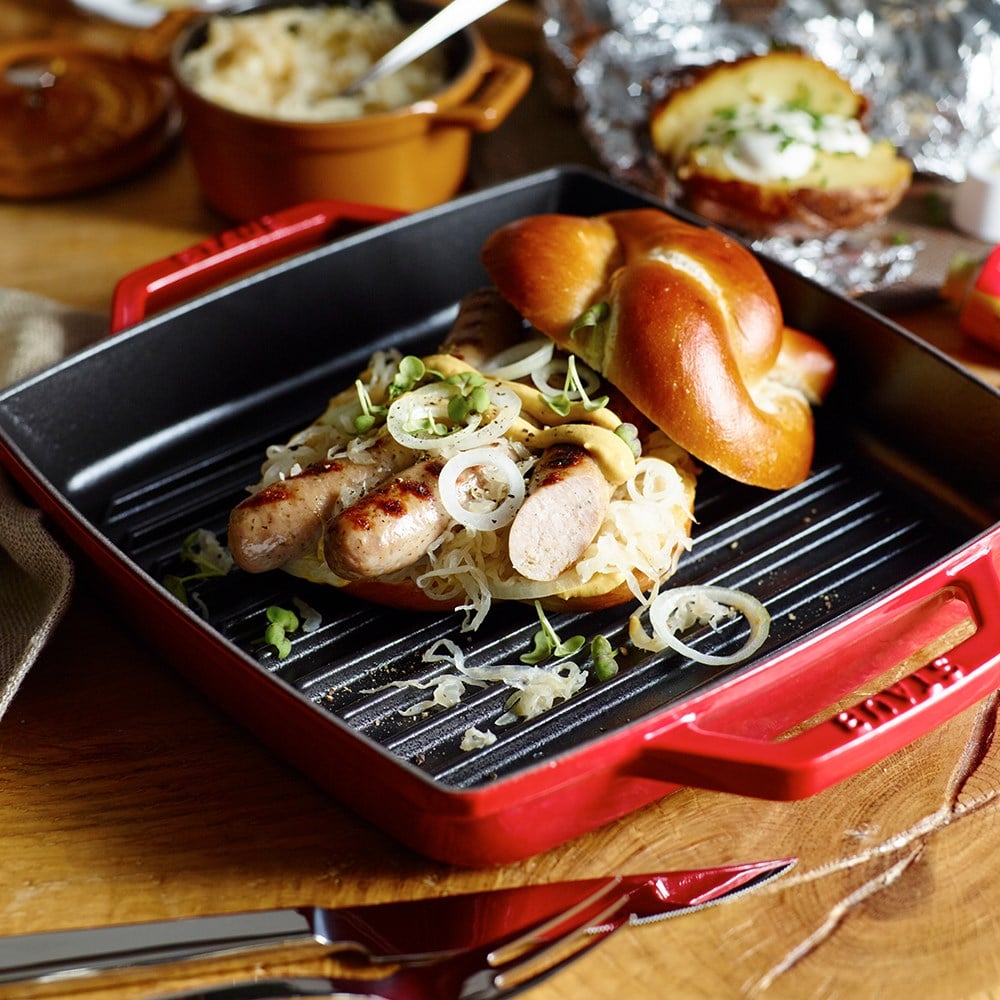 Staub Döküm Izgara Çift Kulplu 28 cm KirazStaub