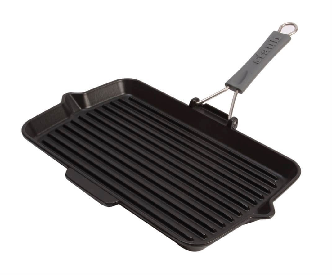 Staub Döküm Izgara Tava Katlanır Saplı 34 x 21 cm SiyahStaub