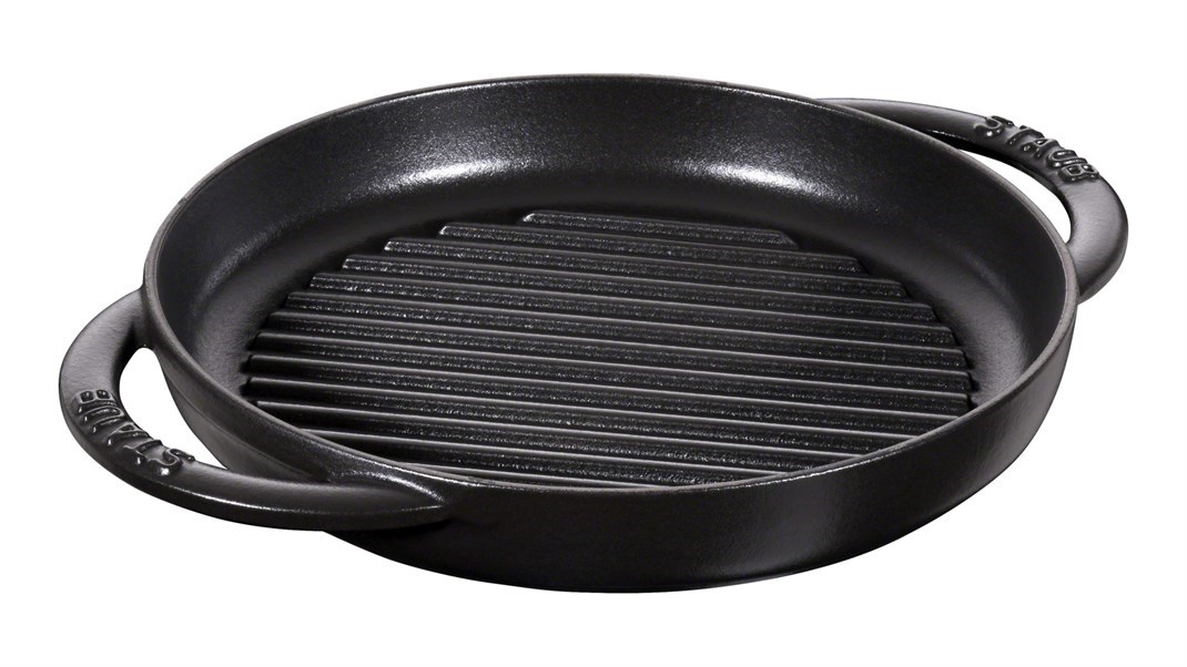 Staub Döküm Izgara Yuvarlak Çift Kulplu 22 cm SiyahStaub