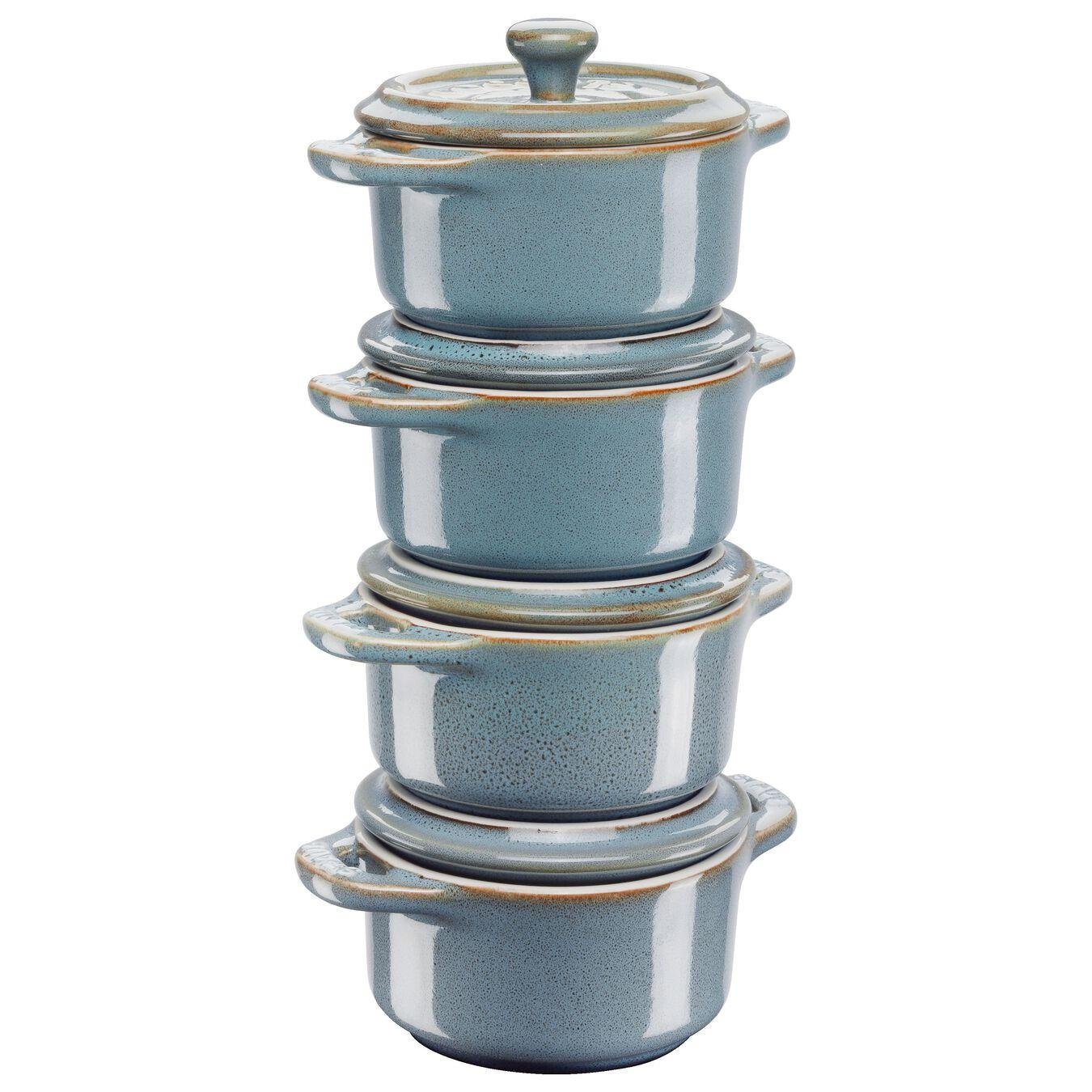 Staub Mini Cocotte Seramik Güveç Seti 4'lü Antik TurkuazStaub