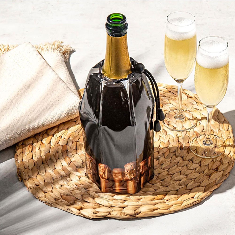 Vacu Vin Active Şampanya Soğutucu Şişe Desenli SiyahVacu Vin