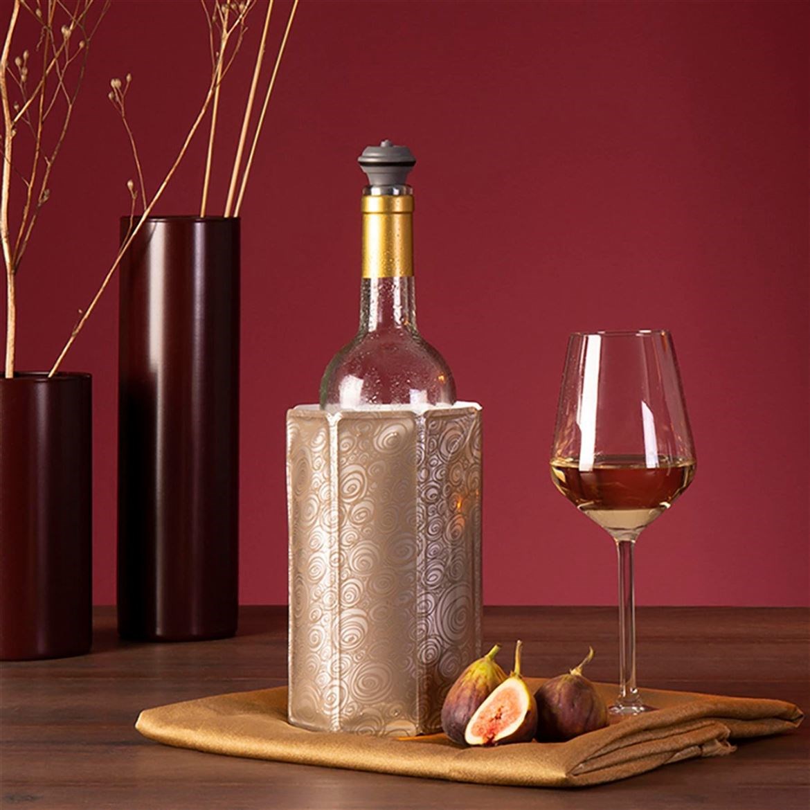 Vacu Vin Active Şarap ve Şampanya Soğutucu Set 2'li PlatinVacu Vin