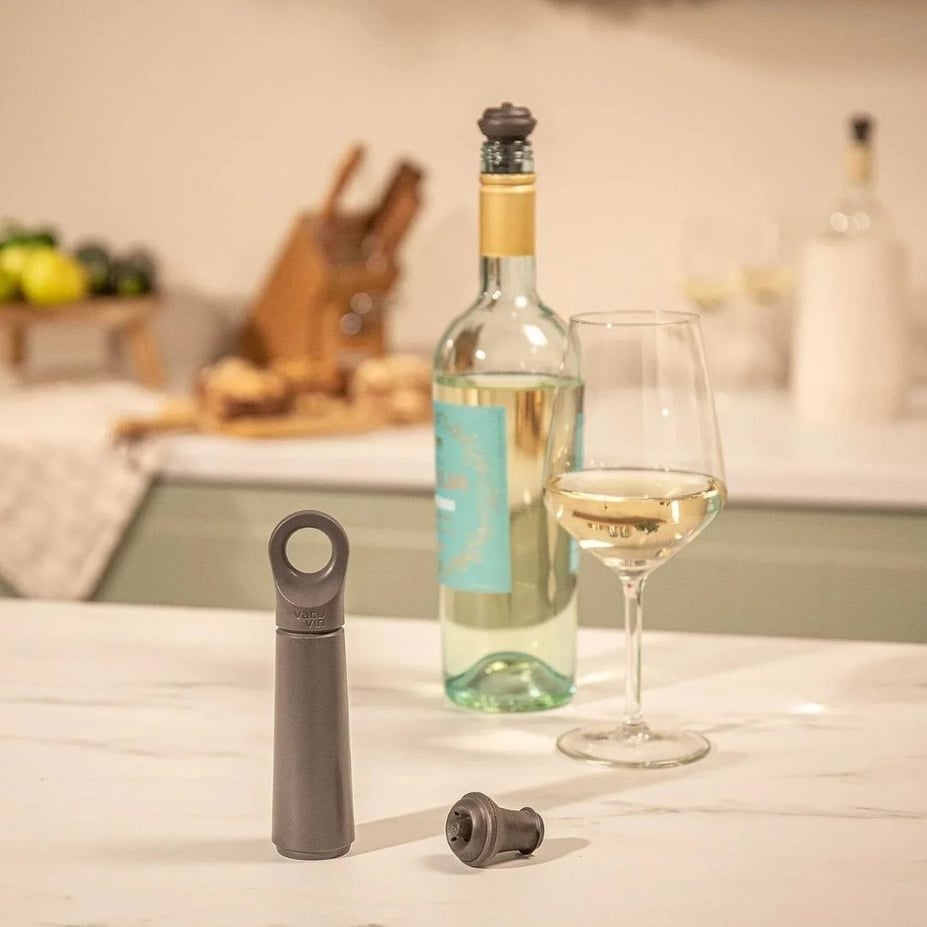 Vacu Vin Şarap Vakum Seti 1 Pompa 1 Şarap Tıpası GriVacu Vin