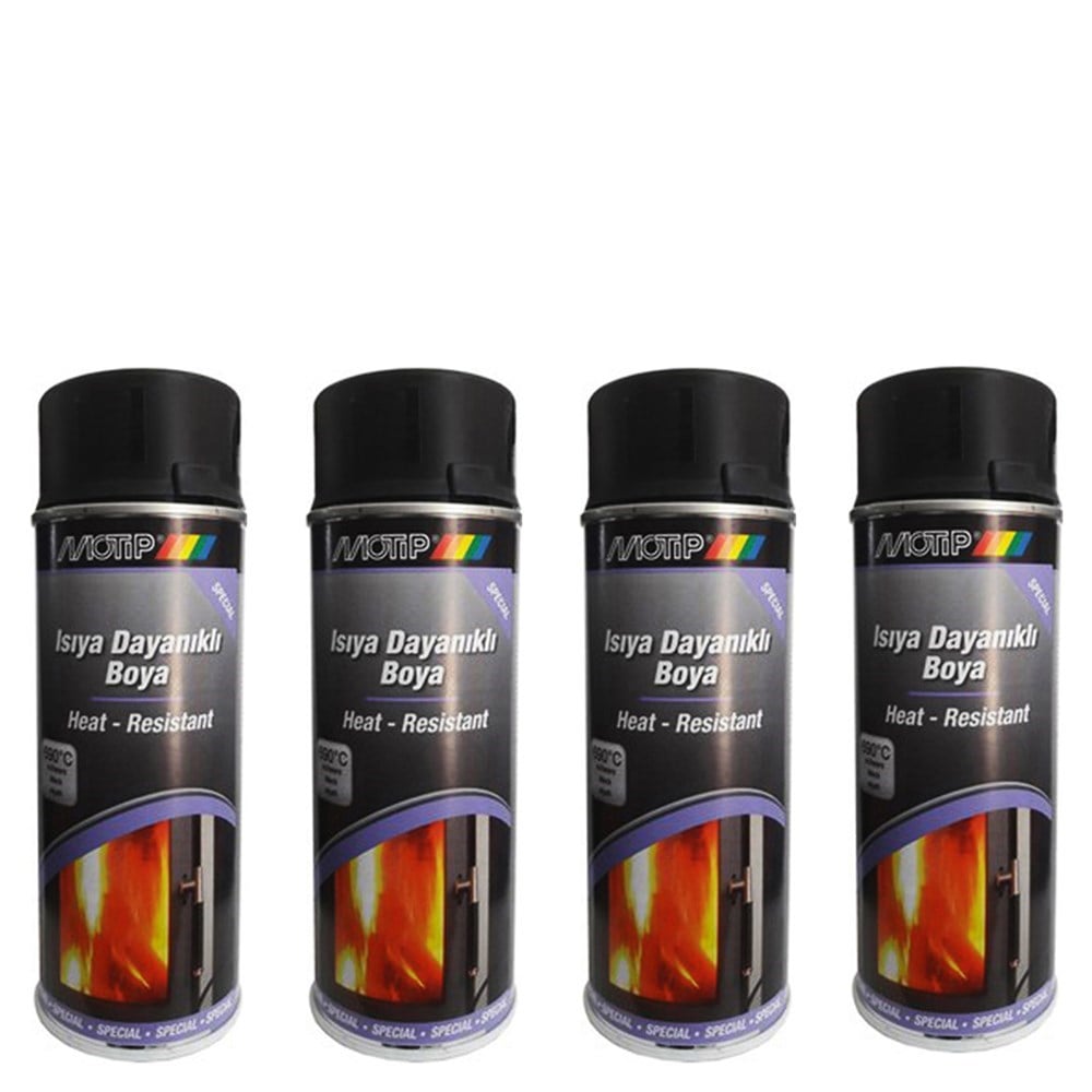 4 adet Motip 690°C Isıya Dayanıklı Siyah Boya 400 Ml. Made in Germany