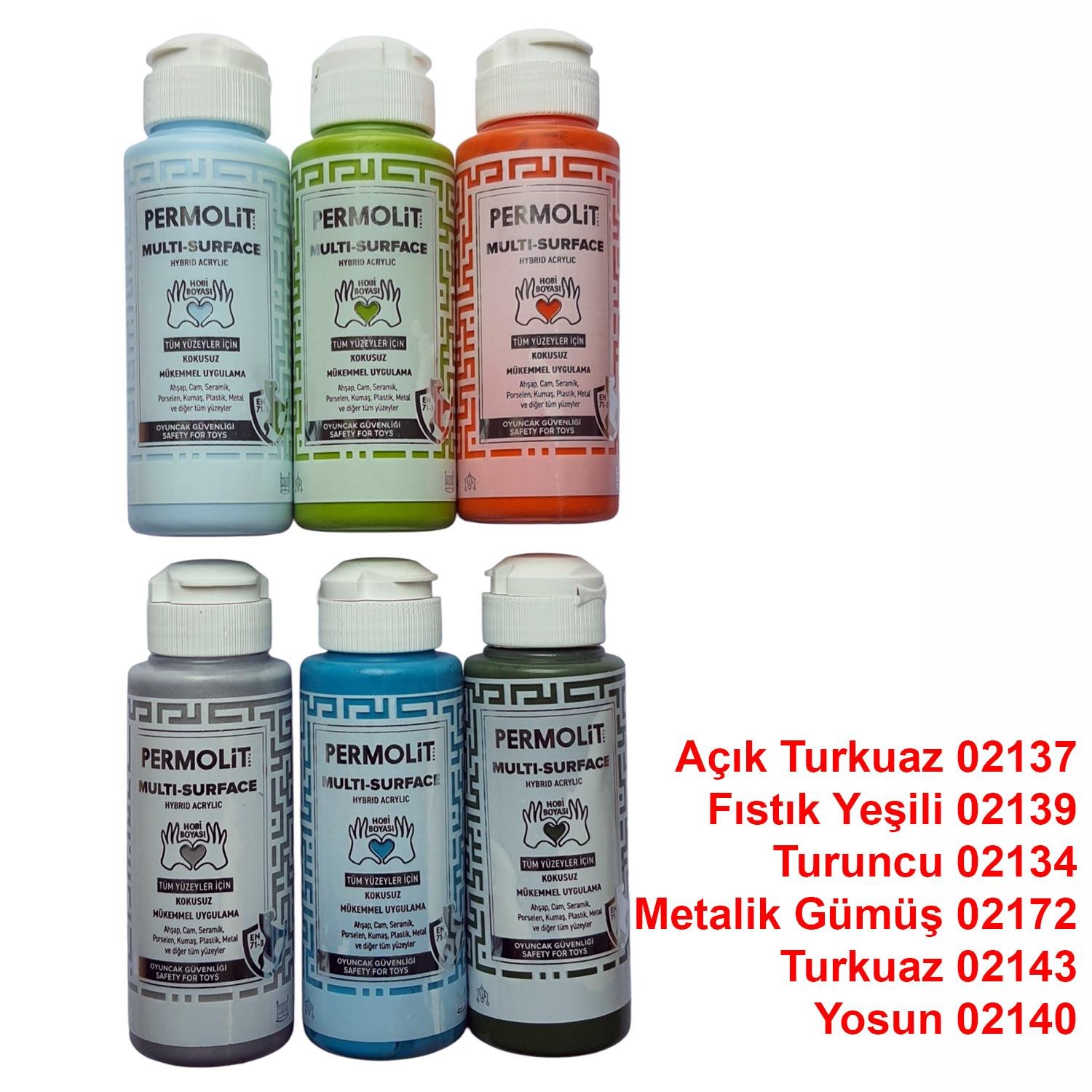 6 Adet Permolit Multi-Surface Hybrid Akrilik Hobi Boyası 120 Ml. Seti