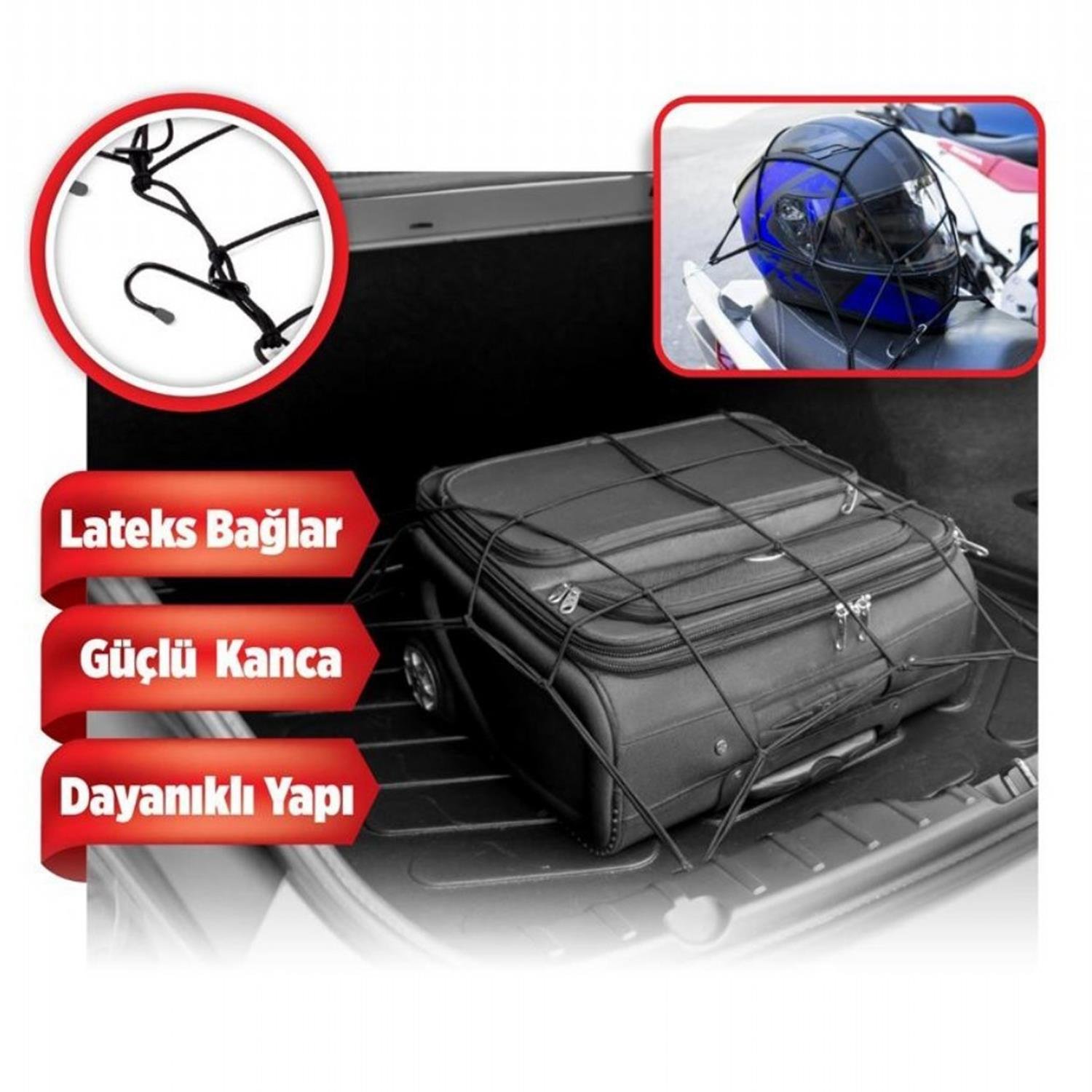 Bagaj, Kask Filesi Elastik Siyah Çok Amaçlı 40x40cm 4620624