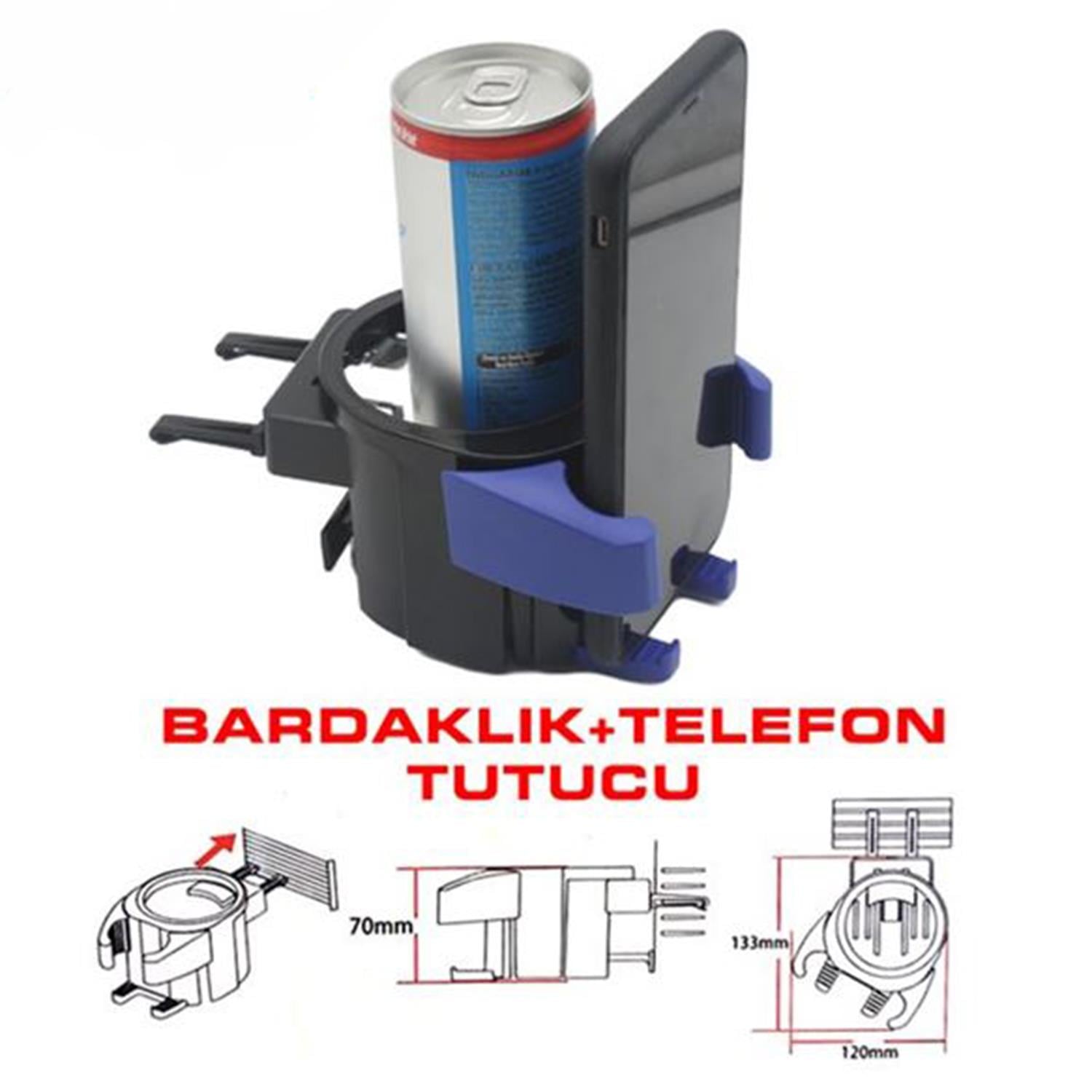 Bardaklık + Telefon Tutucu Otomatik Oynar Mavi Kollu