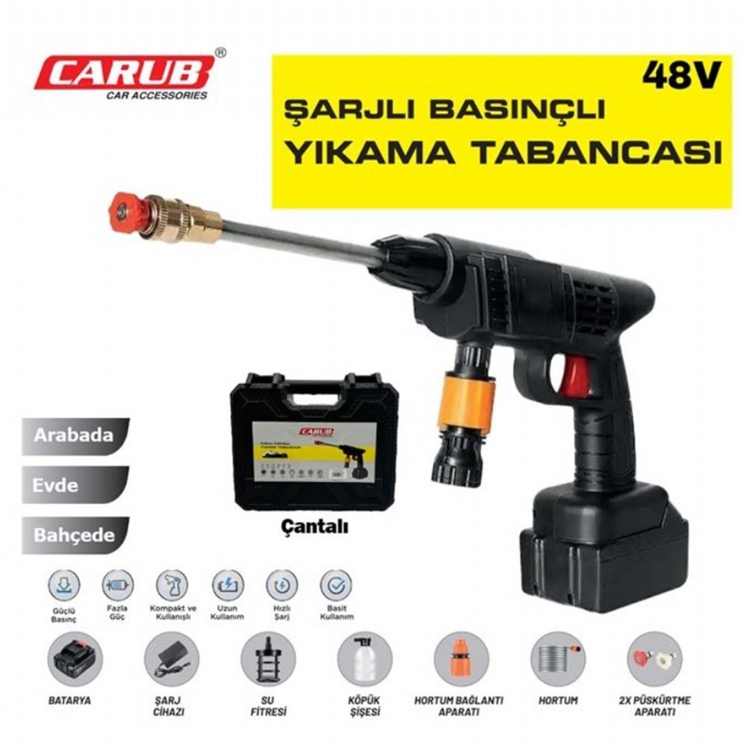 Carub Oto Yıkama Tabancası Şarjlı Basınçlı BR0922536